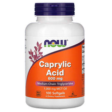 Load image into Gallery viewer, Now Foods Caprylic Acid 600mg 100 Softgels - Dietary Supplement