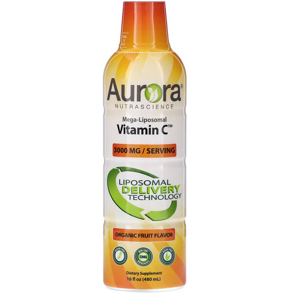 Aurora Nutrascience Mega-Liposomal Vitamin C Organic Fruit Flavor 3000mg 16 fl oz (480ml)