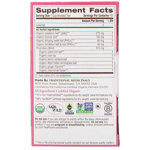 Traditional Medicinals Women's Teas Organic Healthy Cycle Raspberry Leaf Caffeine Free Herbal Tea 16 Wrapped Tea Bags .85 oz (24g)