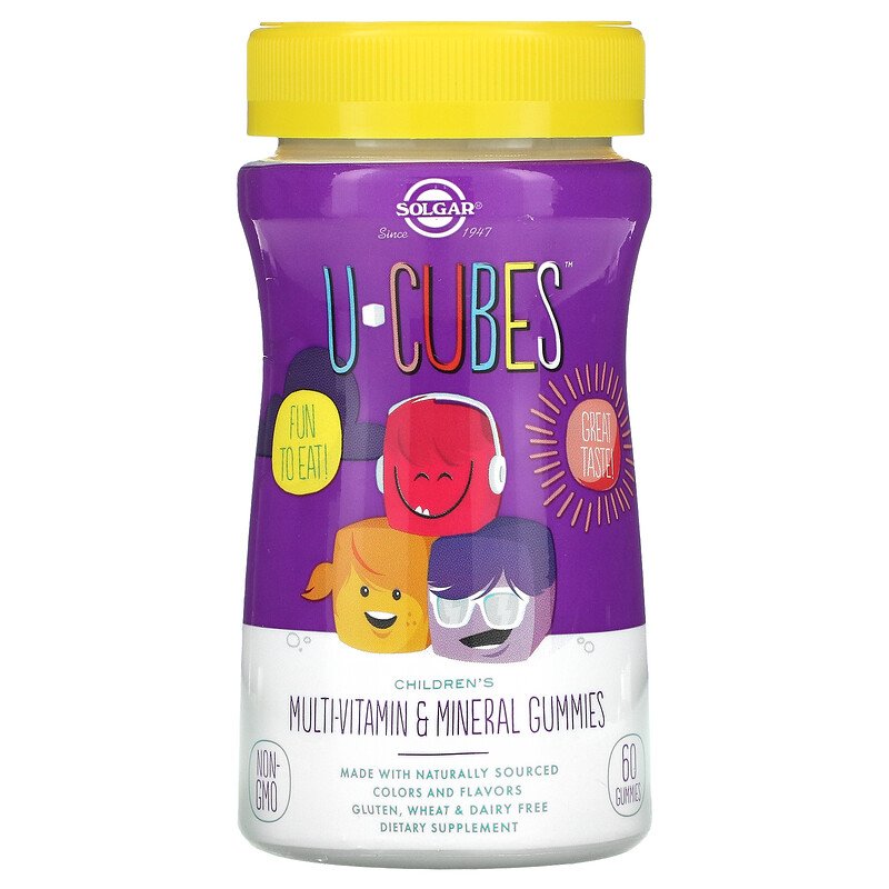 Solgar, U-Cubes, Children's Multi-Vitamin & Mineral Gummies, Cherry & Orange, 60 Gummies