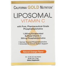 Load image into Gallery viewer, California Gold Nutrition Liposomal Vitamin C Natural Orange Flavor 1000mg 30 Packets 0.2 oz (5.7ml) Each