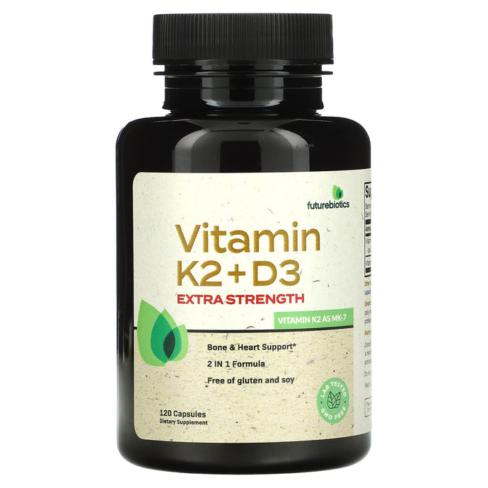 FutureBiotics, Vitamin K2 + D3, Extra Strength, 120 Capsules