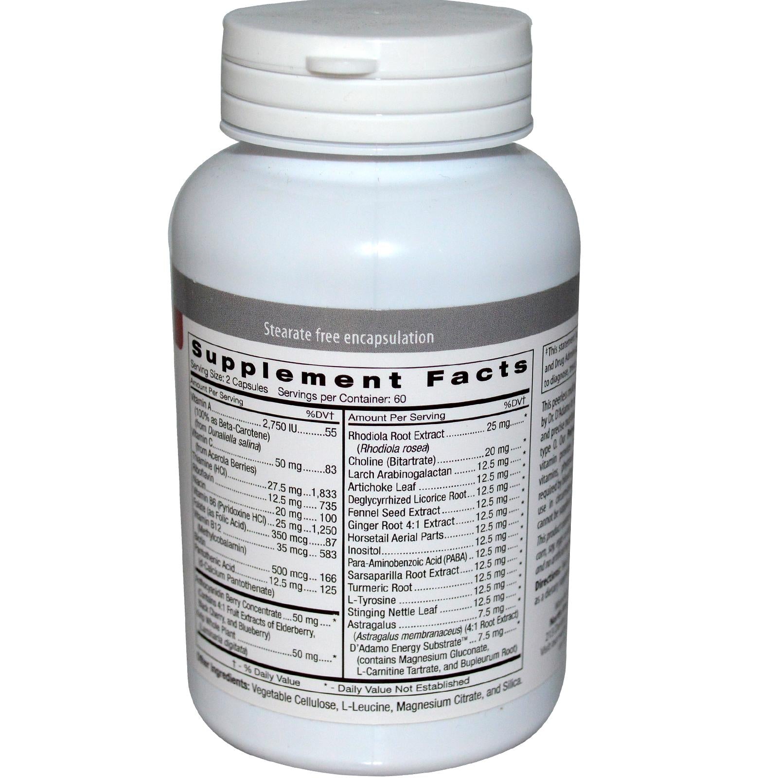 D'adamo, Polyflora, Probiotic Formula Designed for Blood Type O, 120 Vegetarian Capsules