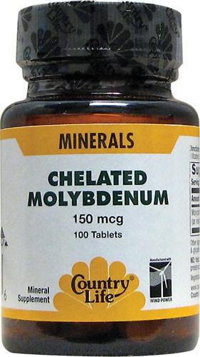 Country Life Molybdenum Chelated 150mcg 100 Tablets
