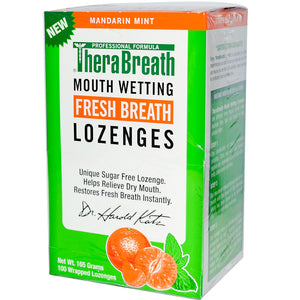 Therabreath, Mouthwatering Fresh Breath Lozenges, Mandarin Mint, 100 Wrapped Lozenges (165g)
