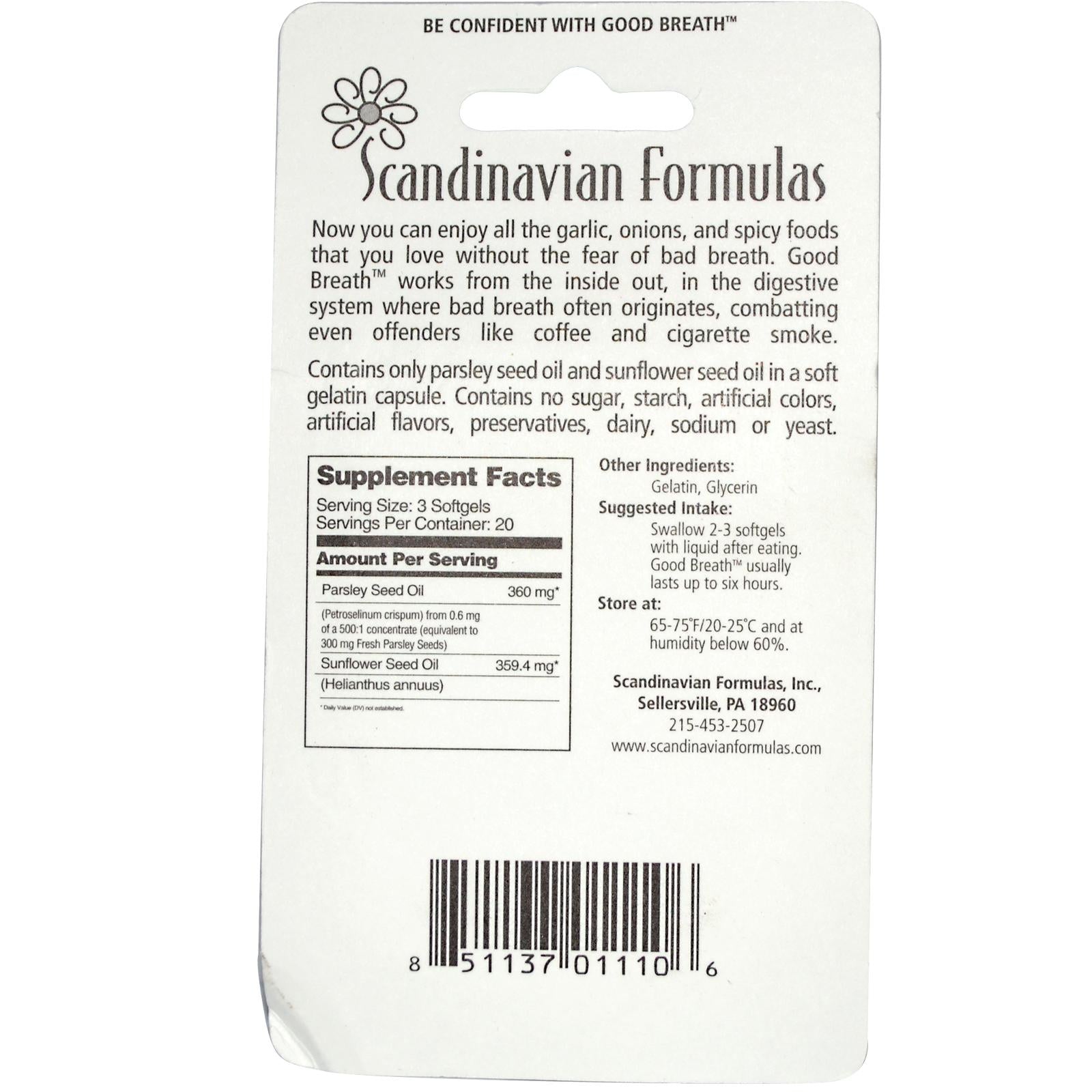 Scandinavian Formula Good Breath 60 Softgels