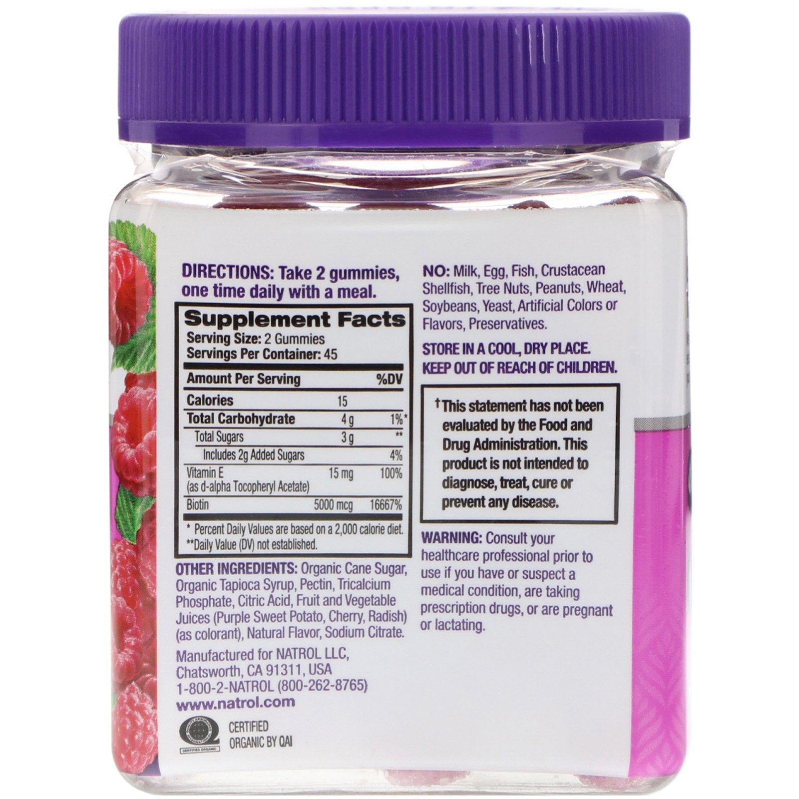Natrol Gummies Hair Skin & Nails Raspberry 90 Count
