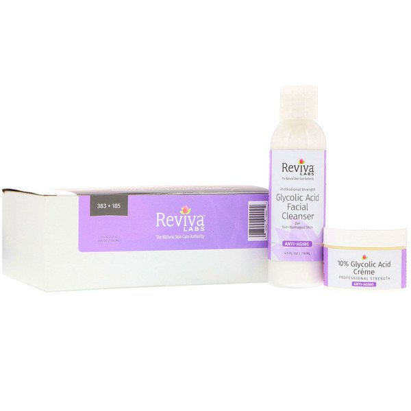 Reviva Labs 10% Glycolic Acid Creme & Glycolic Acid Facial Cleanser 2 Piece Bundle