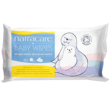 Load image into Gallery viewer, Natracare, Baby Wipes with Organic Chamomile, Apricot and Sweet Almond Oil, 50 Wipes