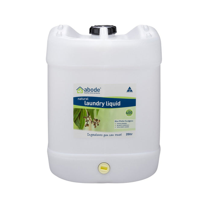 Abode Laundry Liquid (Front & Top Loader) Blue Mallee Eucalyptus 20L Drum With Tap