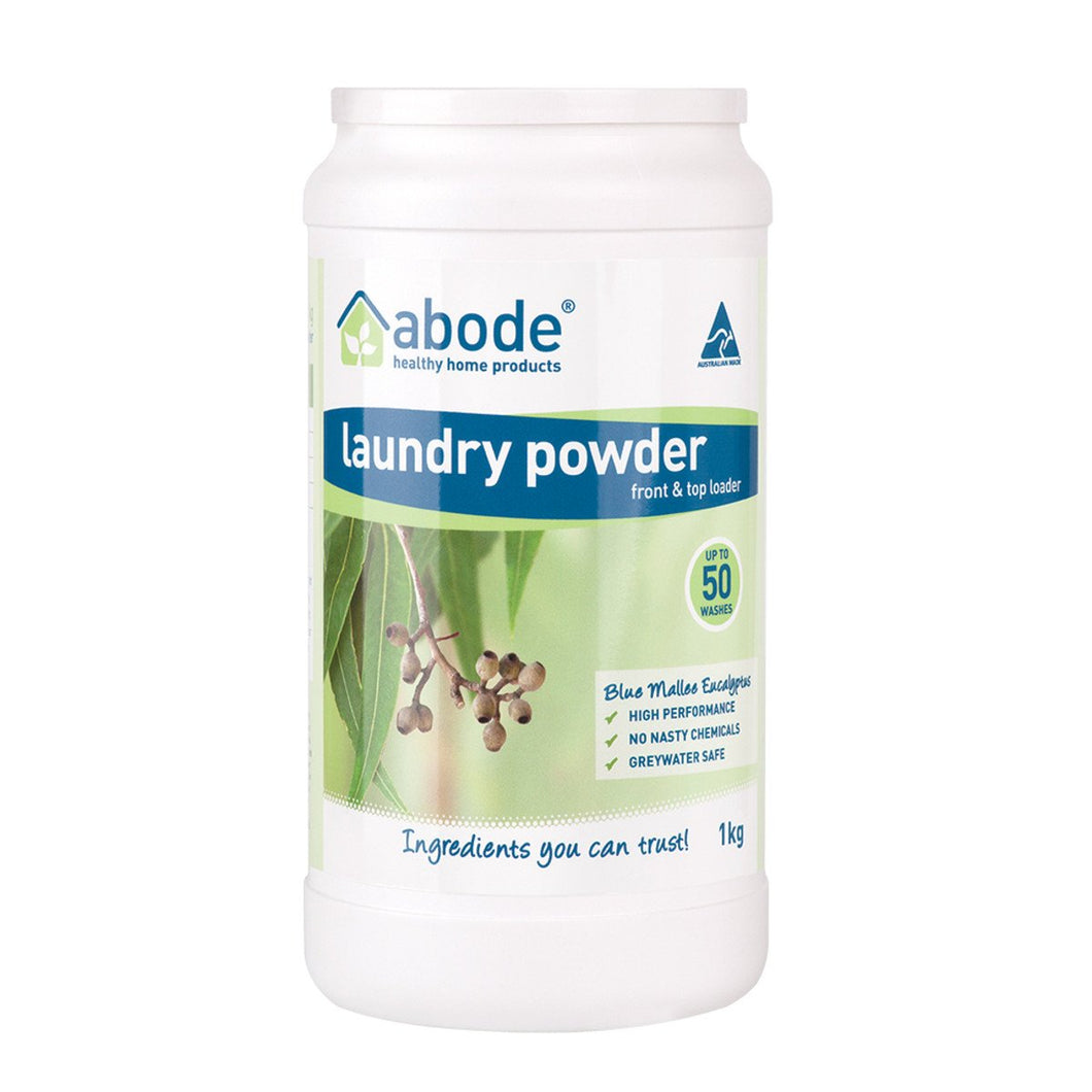 Abode Laundry Powder (Front & Top Loader) Blue Mallee Eucalyptus 1Kg