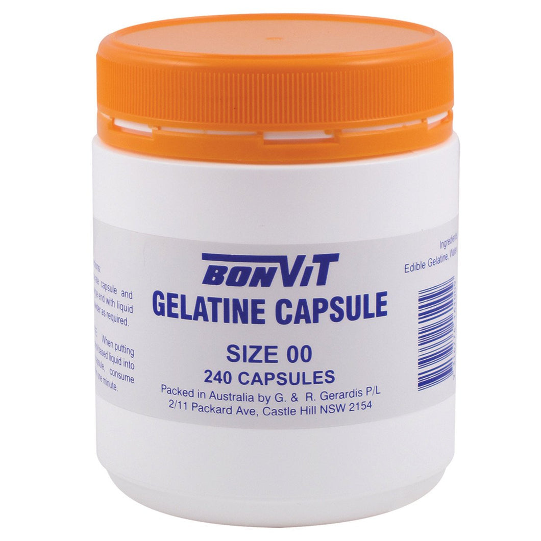 Bonvit Empty Capsules Size '00' Gelatine 240 Capsules