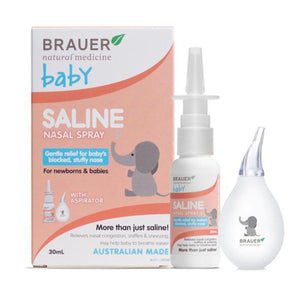 Brauer Baby Saline Nasal Spray With Aspirator 30ml