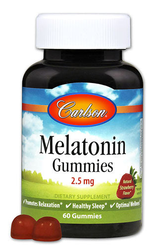 Carlson Melatonin Gummies Natural Strawberry  2.5mg  60 Gummies