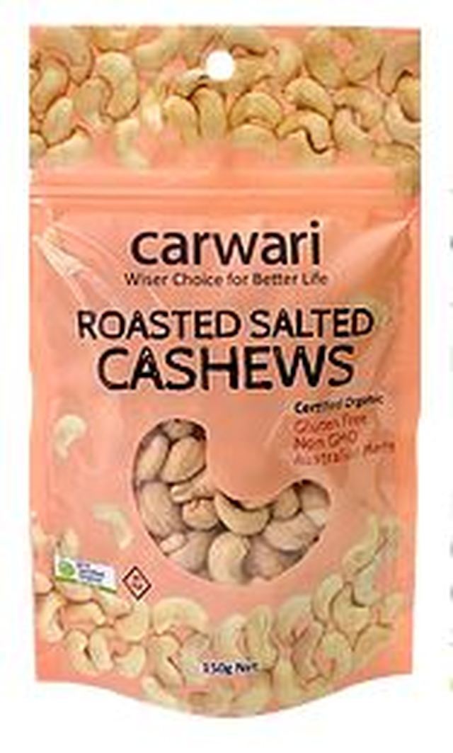 Carwari Organic Cashews Salted Roasted 150g