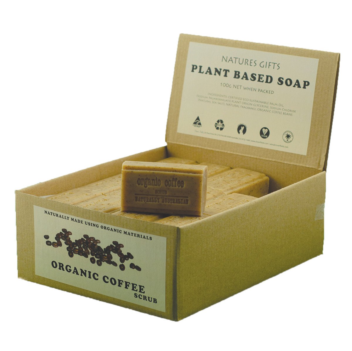 Clover Fields Coffee Scrub Soap 100g x 36 Display