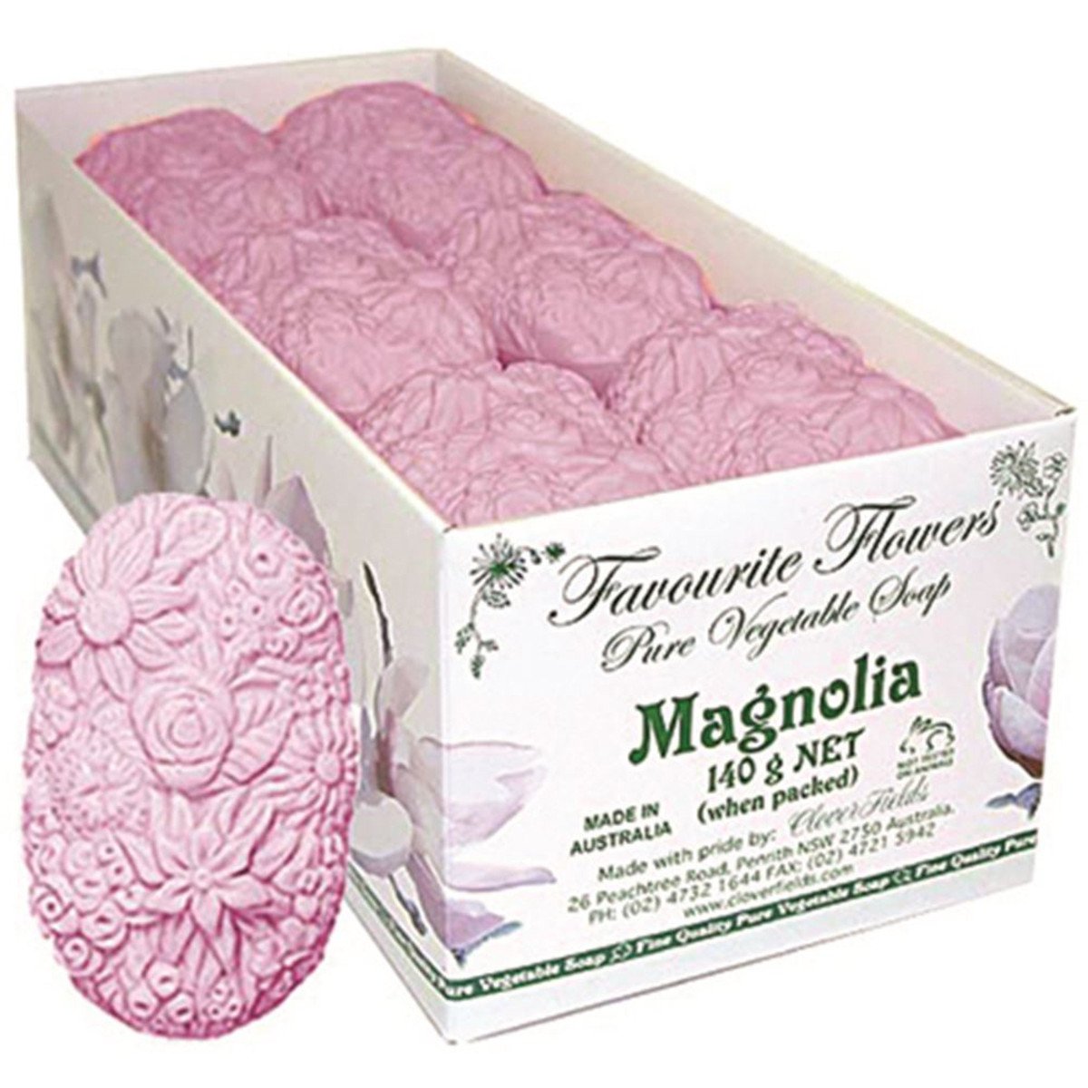Clover Fields Favourite Flower Magnolia Soap 140g x 12 Display Pack