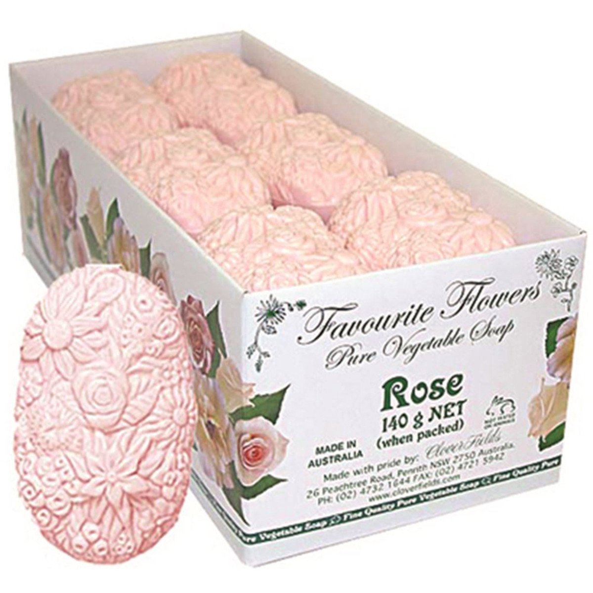 Clover Fields Favourite Flower Rose Soap 140g x 12 Display Pack