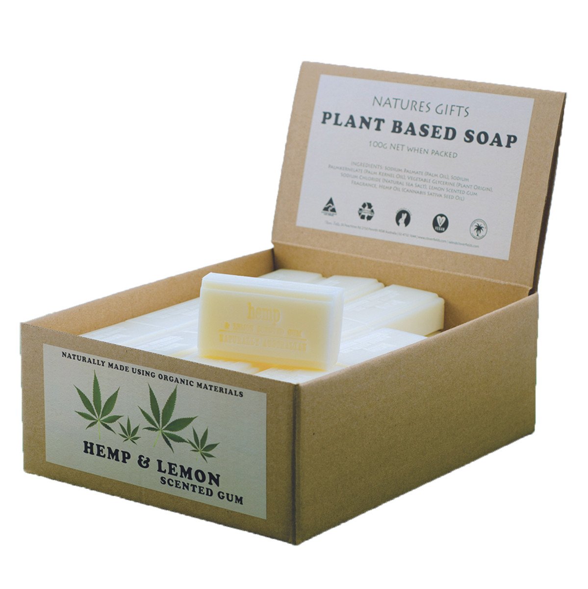 Clover Fields Hemp And Lemon Scented Gum Soap 100g x 36 Display