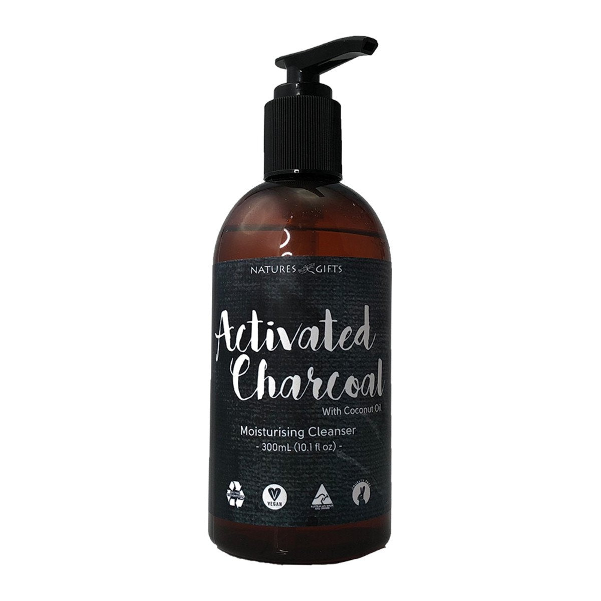 Clover Fields Nature'S Gifts Activated Charcoal With Coconut Oil Moisturising Cleanser 300ml