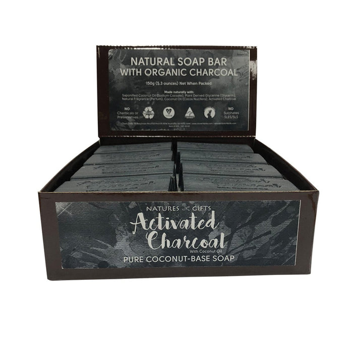 Clover Fields Nature'S Gifts Activated Charcoal With Coconut Oil Soap 150g x 16 Display