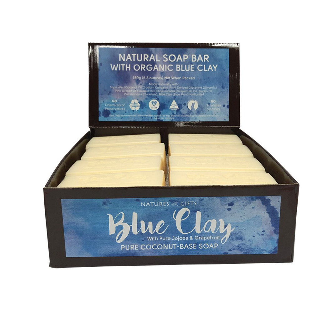 Clover Fields Nature'S Gifts Blue Clay With Jojoba & Grapefruit Soap 150g x 16 Display