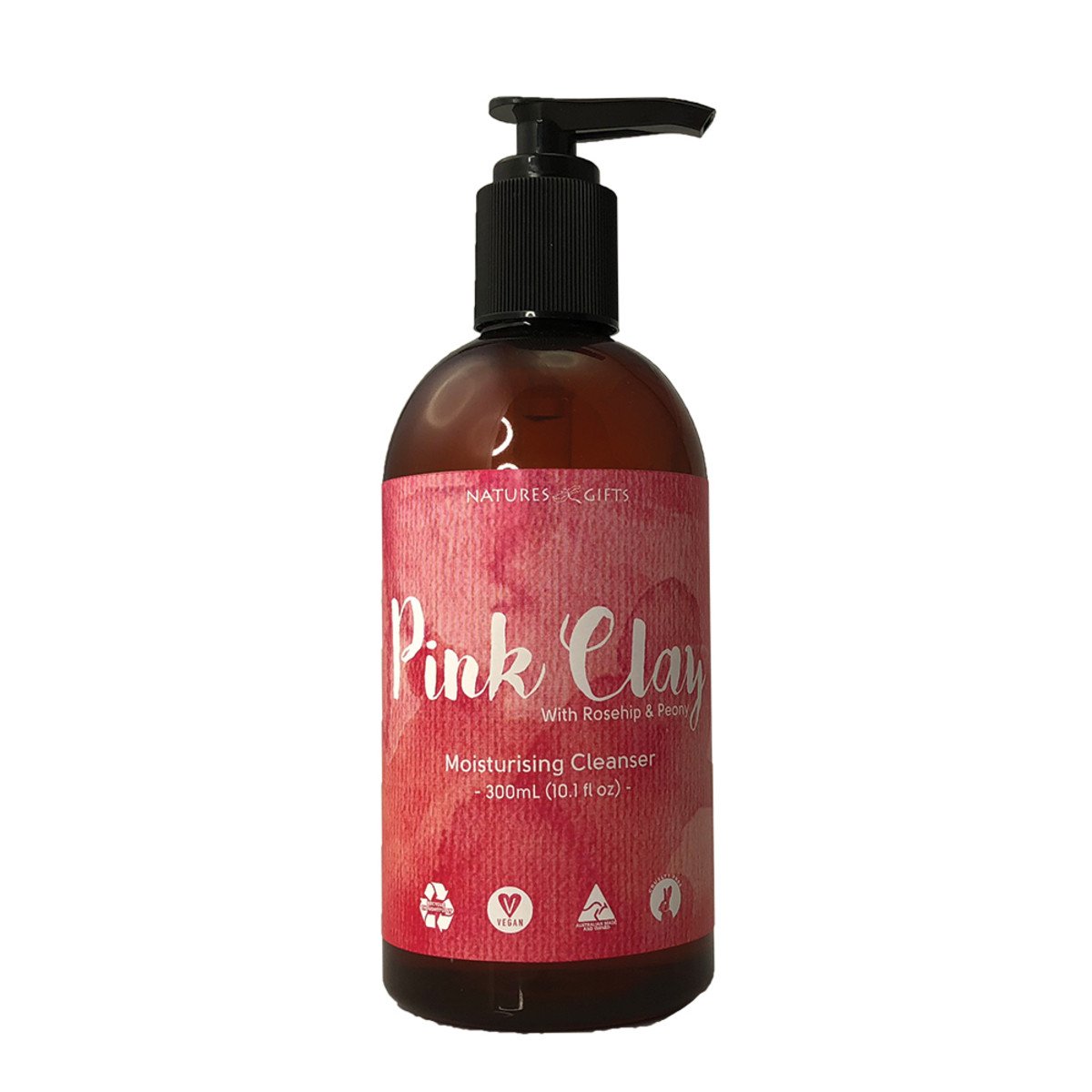 Clover Fields Nature'S Gifts Pink Clay With Rosehip & Peony Moisturising Cleanser 300ml