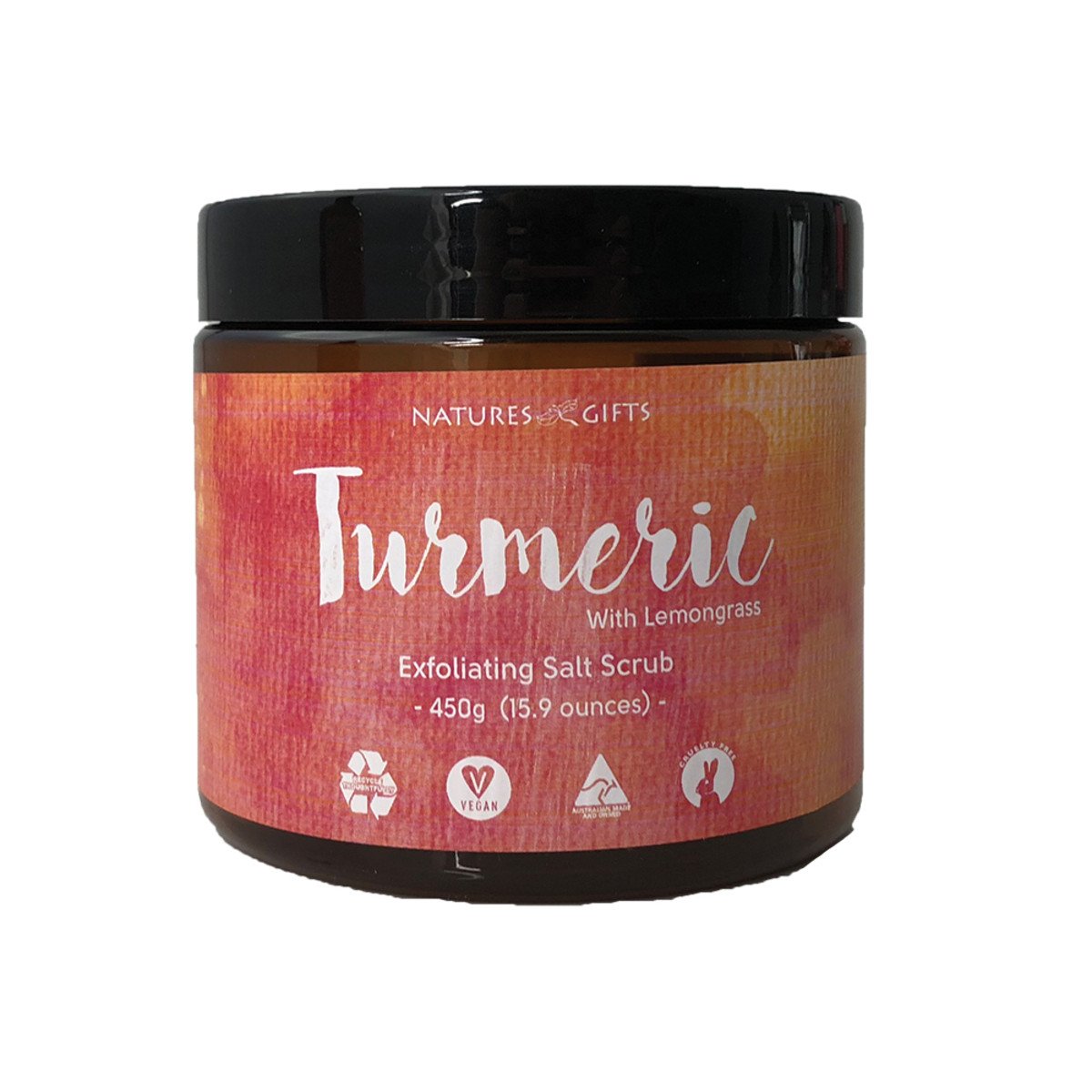 Clover Fields Nature'S Gifts Turmeric With Lemongrass Exfoliating Salt Scrub 450g
