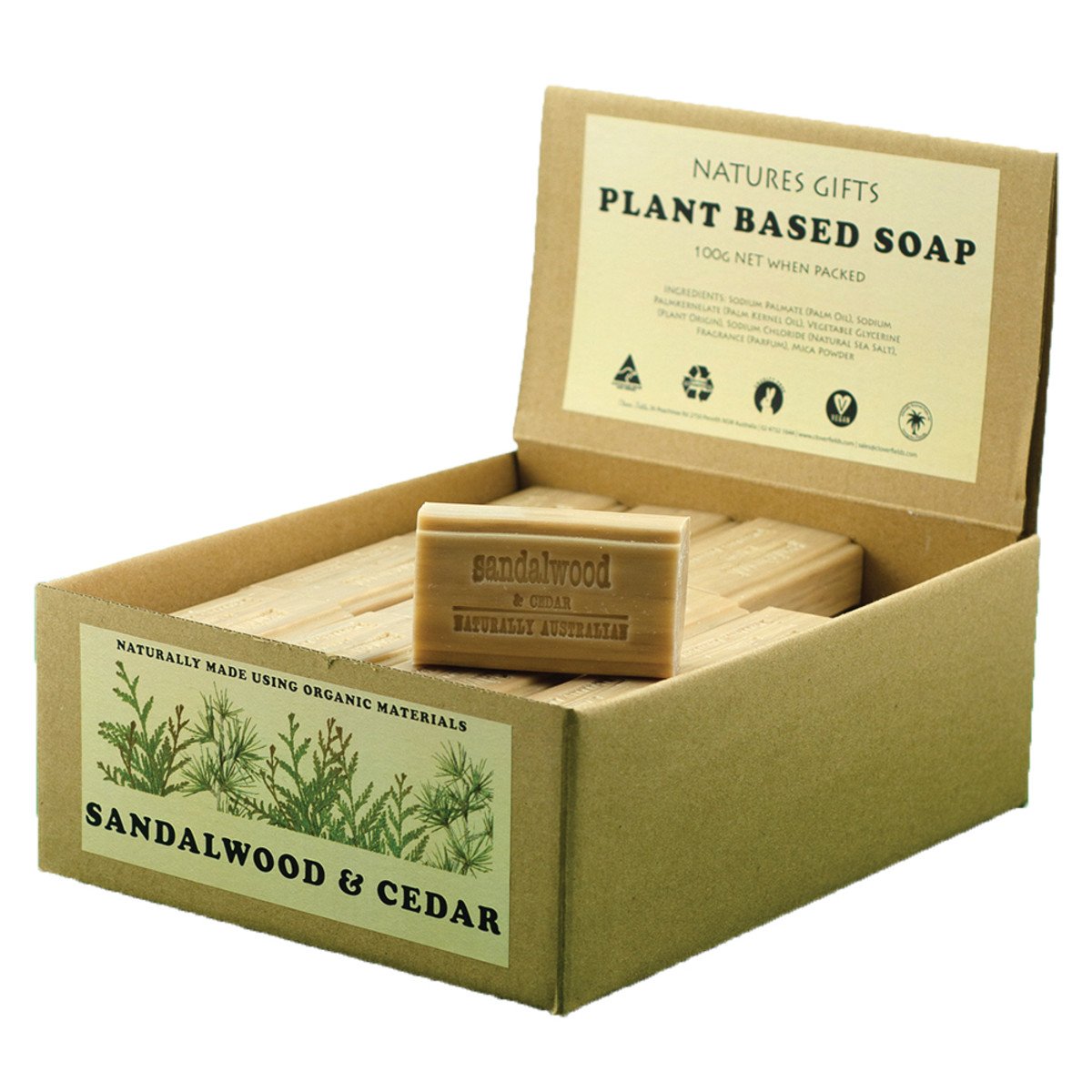 Clover Fields Sandalwood & Cedar Soap 100g x 36 Display Pack