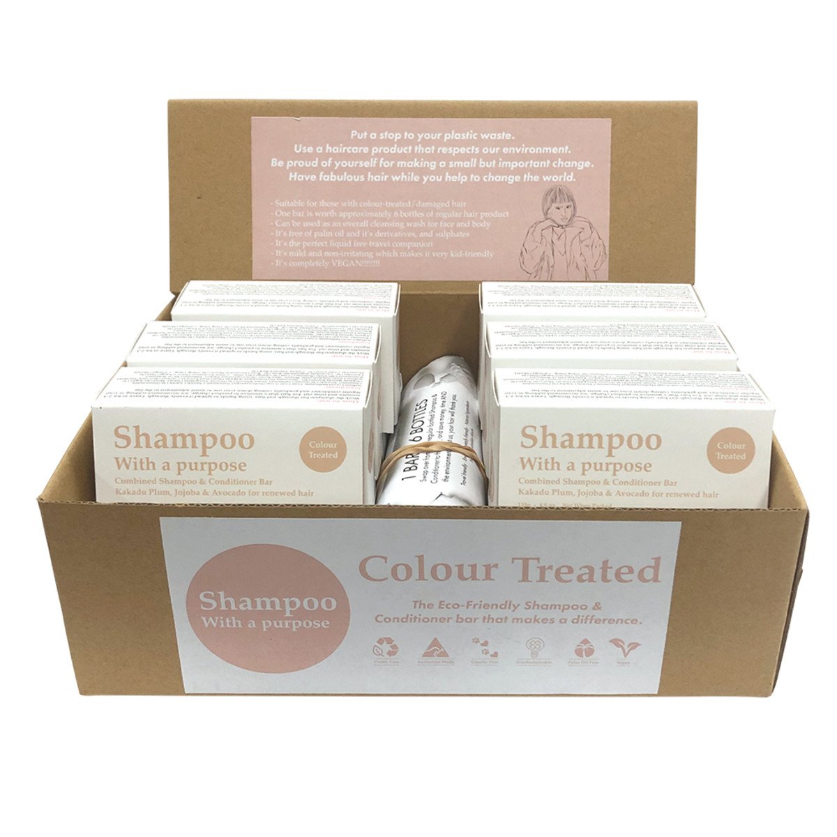 Clover Fields Shampoo With A Purpose Bar (Shampoo & Conditioner) Colour Treated 135g x 12 Display