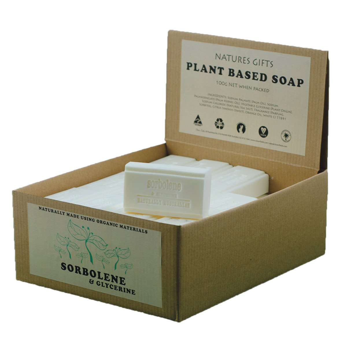 Clover Fields Sorbolene & Glycerine Cream Soap 100g x 36 Display Pack