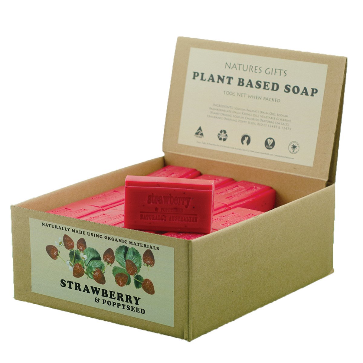 Clover Fields Strawberry & Poppy Seed Soap 100g x 36 Display