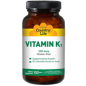Country Life, Vitamin K1, 100 mcg, 100 Tablets