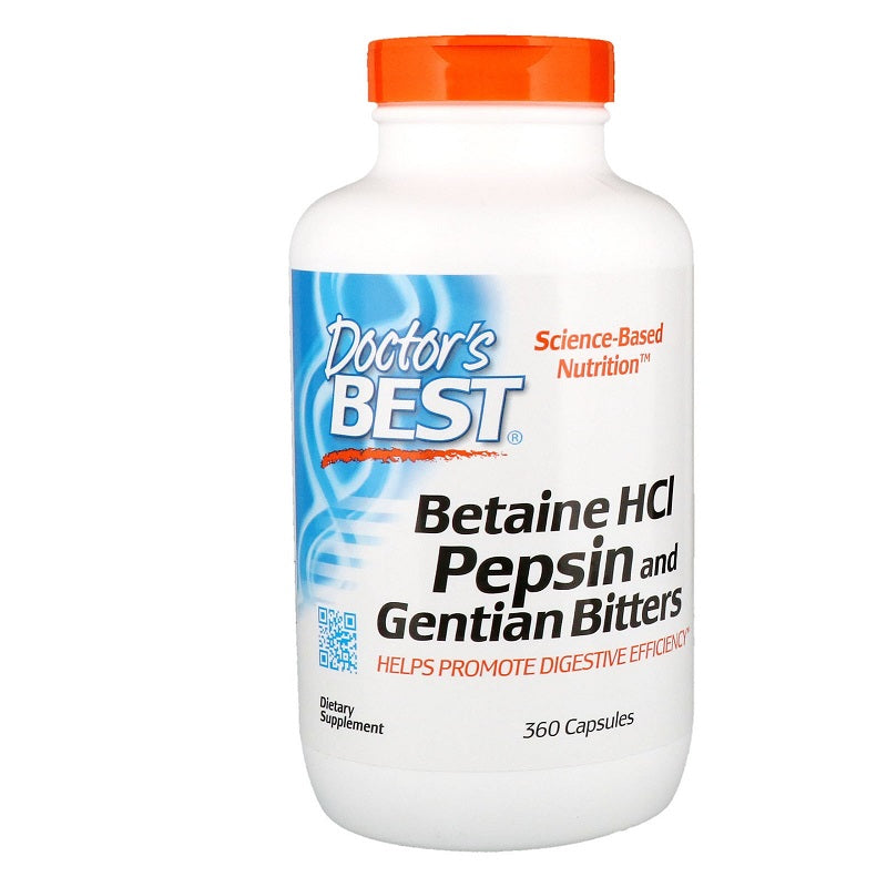Doctor's Best Betaine HCI Pepsin & Gentian Bitters 360 Capsules