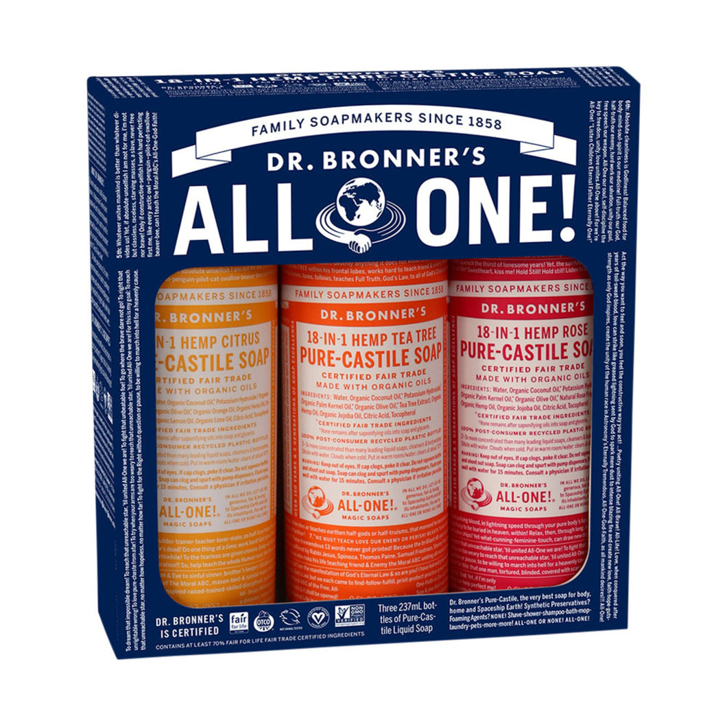 Dr. Bronner's Pure-Castile Soap Liquid Summer Lovin' 237ml x 3 Pack (Citrus Rose & Tea Tree)