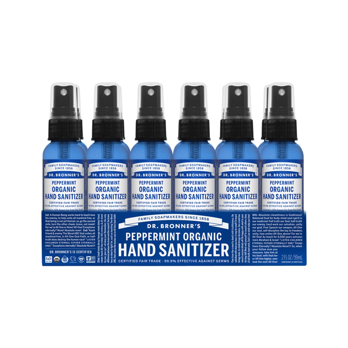 Dr.Bronner'S Organic Hand Sanitizer Peppermint 59mlx12 Pack