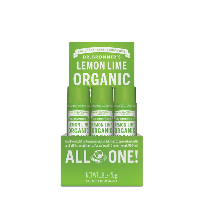 Dr.Bronner'S Organic Lip Balm Lemon Lime 4gx12 Display