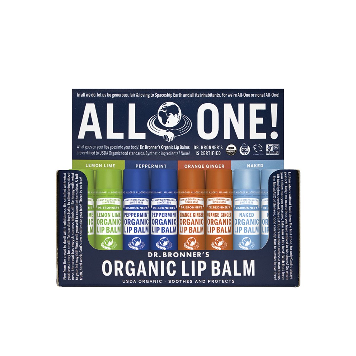 Dr.Bronner'S Organic Lip Balm Mixed 4gx48 Display