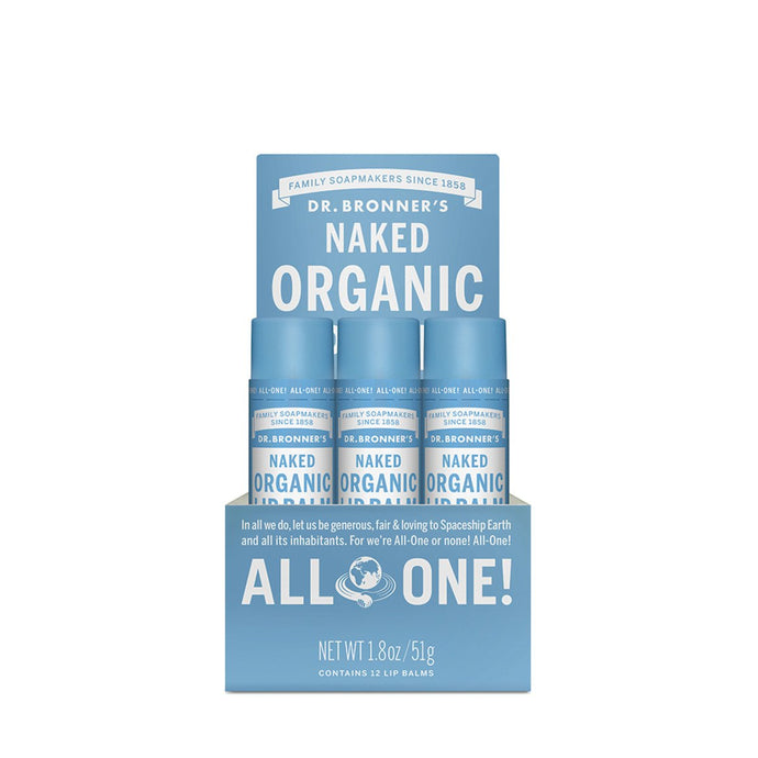 Dr.Bronner'S Organic Lip Balm Naked 4gx12 Display