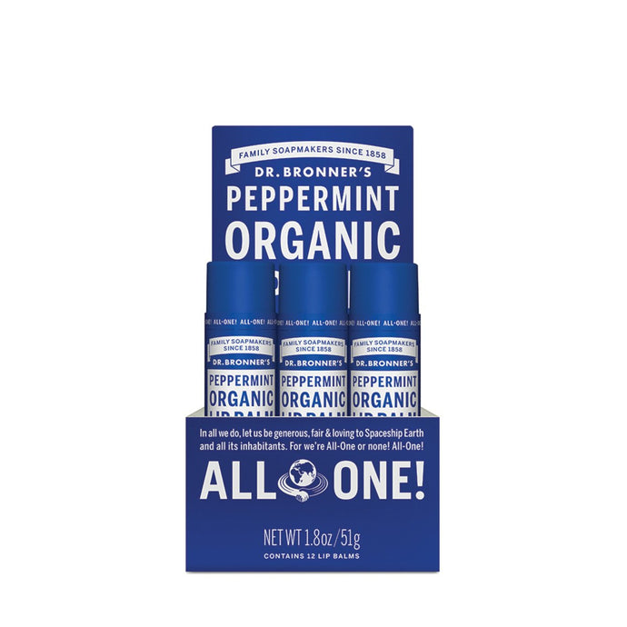 Dr.Bronner'S Organic Lip Balm Peppermint 4gx12 Display