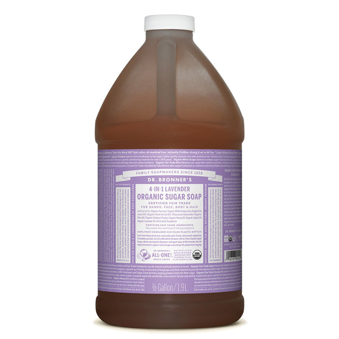 Dr.Bronner'S Organic Pump Soap Refill (Sugar 4-In-1) Lavender 1.9L (No Pump Included)