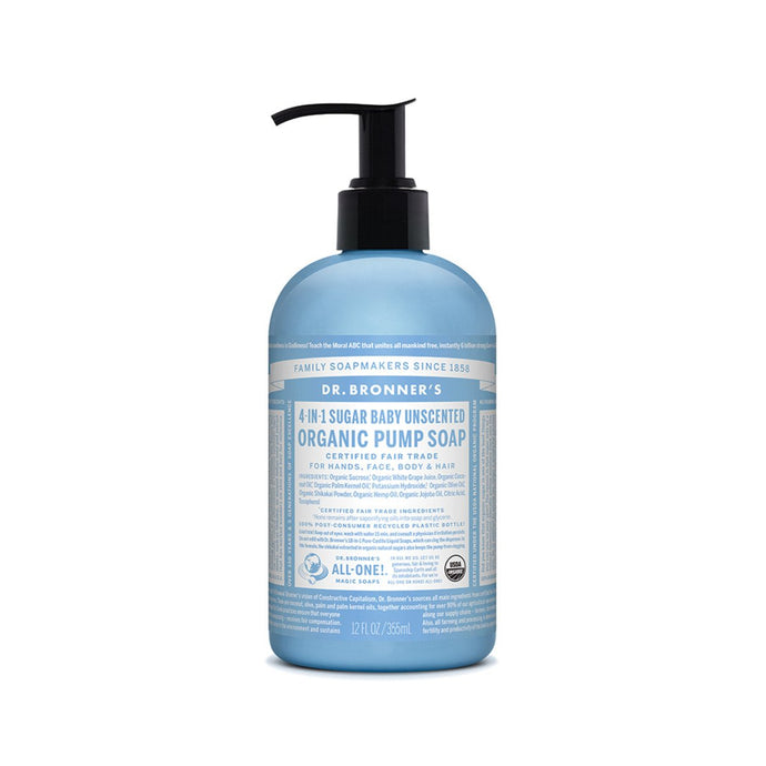 Dr.Bronner'S Organic Pump Soap (Sugar 4-In-1) Baby Unscented 355ml