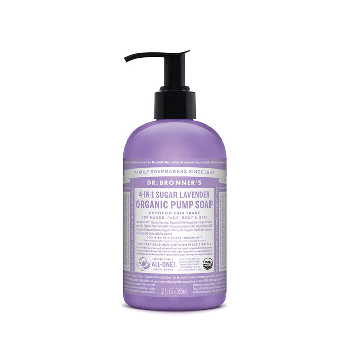 Dr.Bronner'S Organic Pump Soap (Sugar 4-In-1) Lavender 355ml