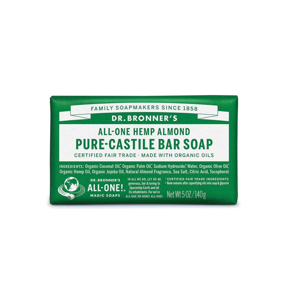 Dr.Bronner'S Pure-Castile Bar Soap (Hemp All-One) Almond 140g