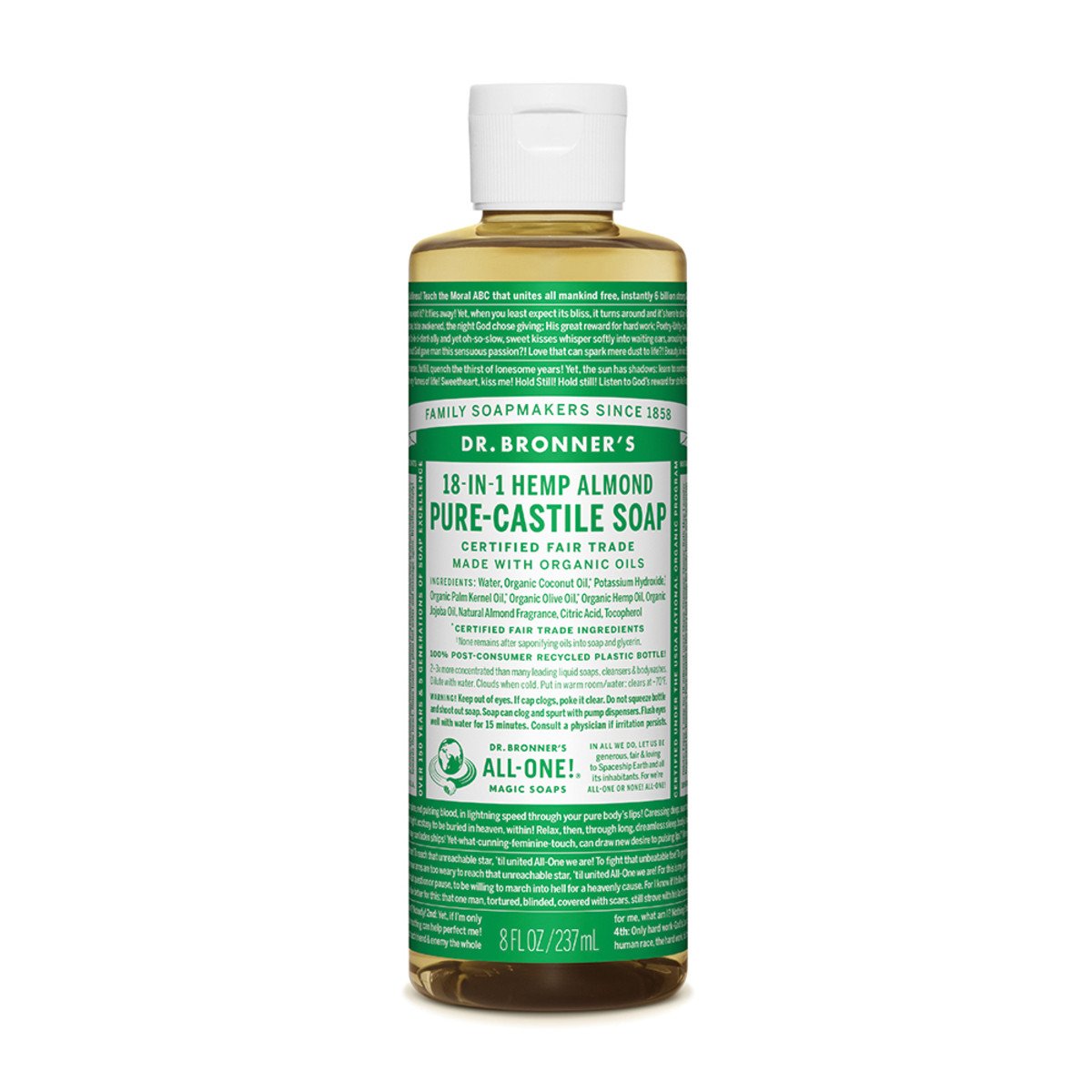Dr.Bronner'S Pure-Castile Soap Liquid (Hemp 18-In-1) Almond 237ml