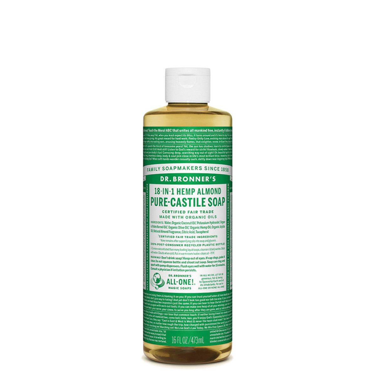 Dr.Bronner'S Pure-Castile Soap Liquid (Hemp 18-In-1) Almond 473ml