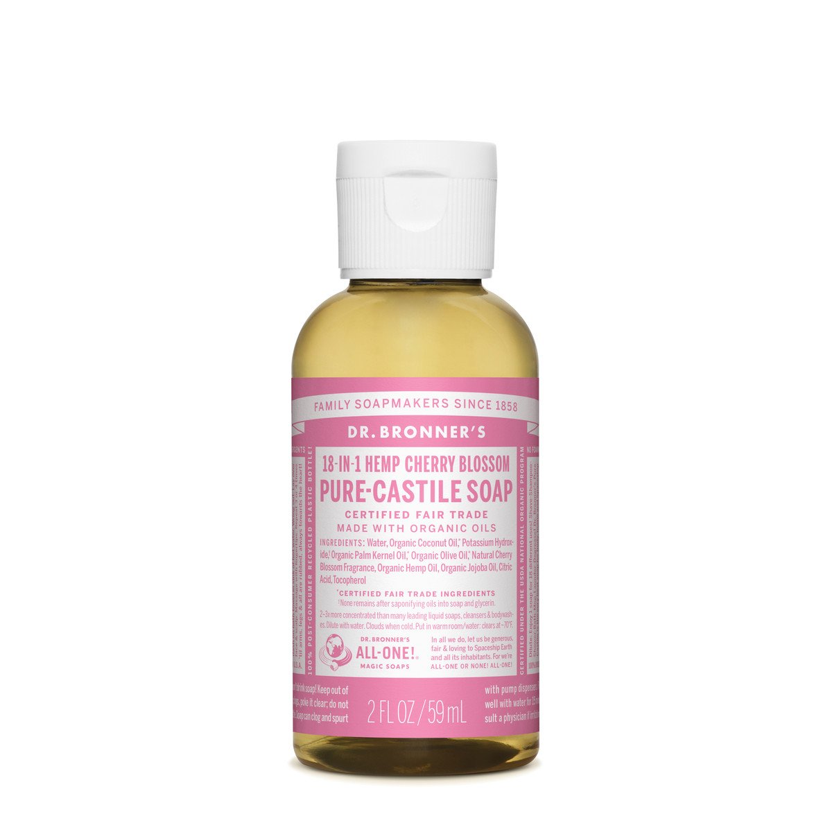 Dr.Bronner'S Pure-Castile Soap Liquid (Hemp 18-In-1) Cherry Blossom 59ml