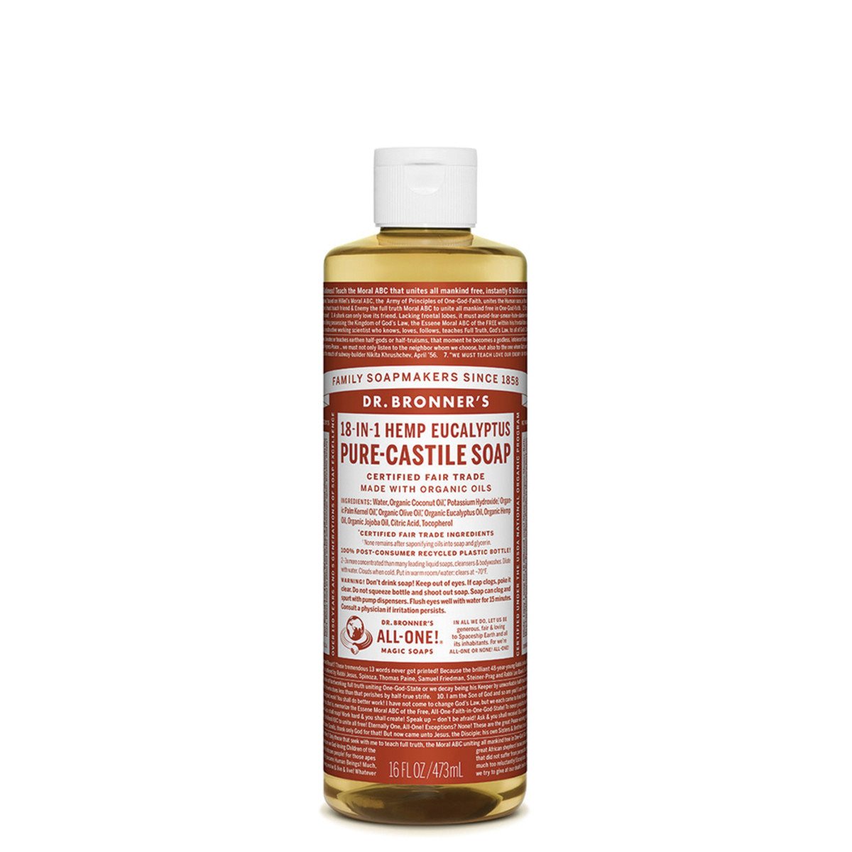 Dr.Bronner'S Pure-Castile Soap Liquid (Hemp 18-In-1) Eucalyptus 473ml