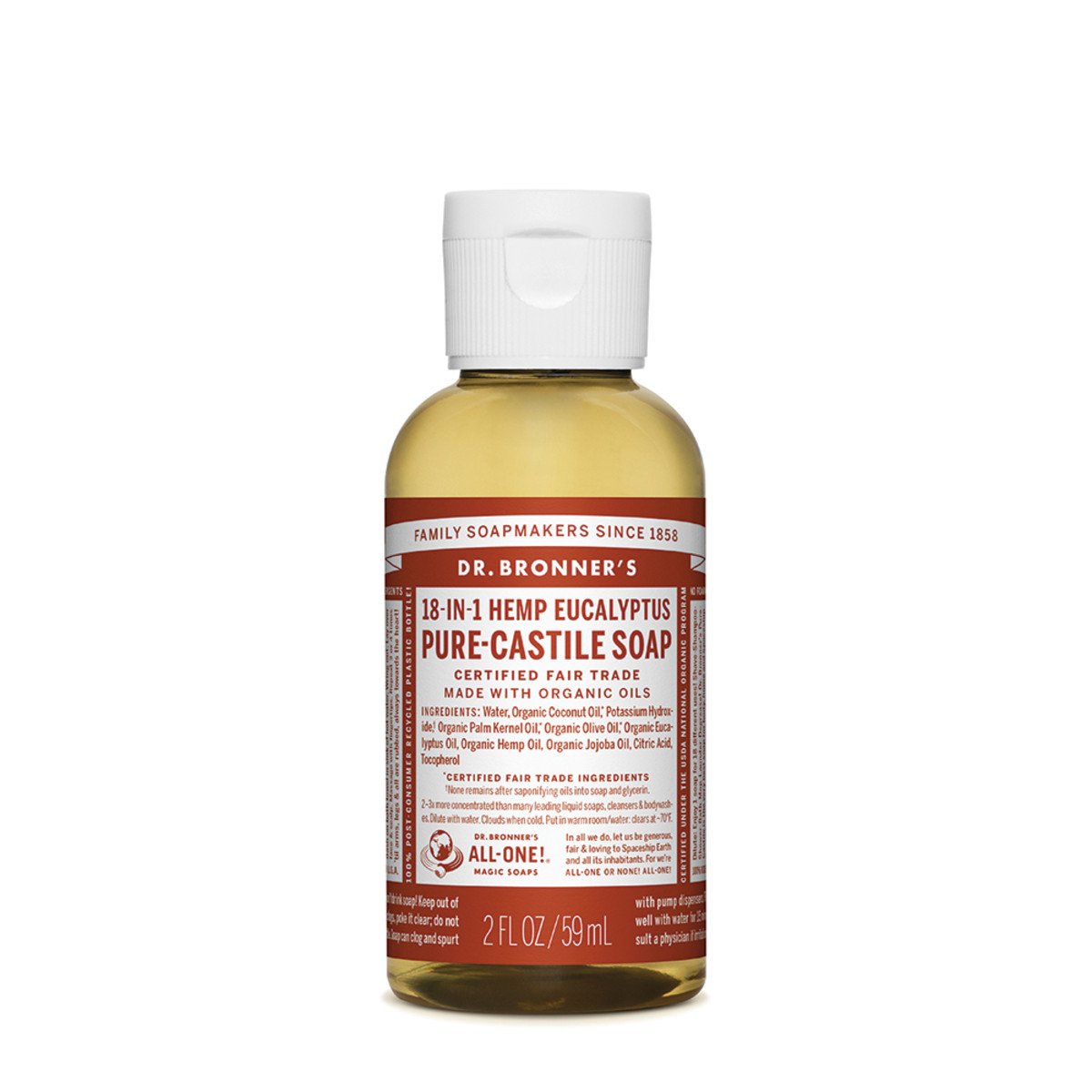 Dr.Bronner'S Pure-Castile Soap Liquid (Hemp 18-In-1) Eucalyptus 59ml