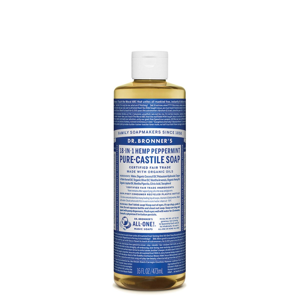 Dr.Bronner'S Pure-Castile Soap Liquid (Hemp 18-In-1) Peppermint 473ml